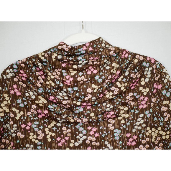 Liz Roberts Womens Brown Floral Blouse Shirt Top Boho Stylish Zip Size 10 - Picture 2 of 13